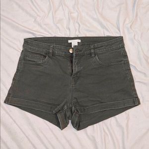 Green Somehwhat High Waisted Shorts